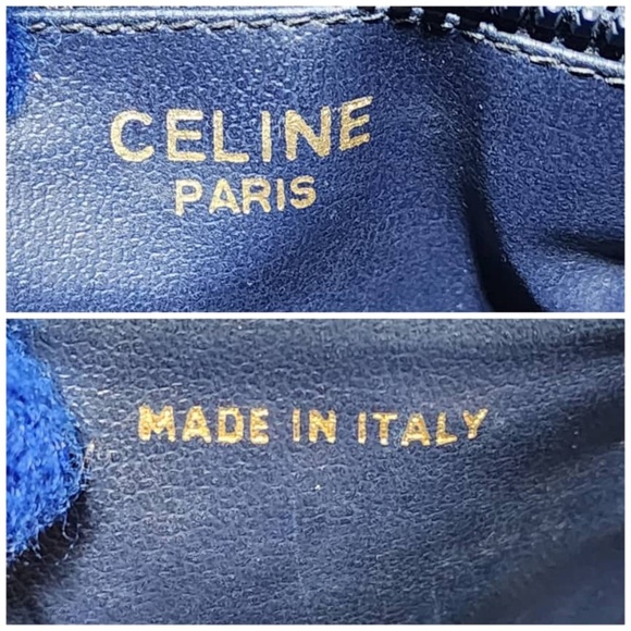 Authentic CELINE Macadam Crossbody Bag Navy Blue/Beige - Picture 6 of 15